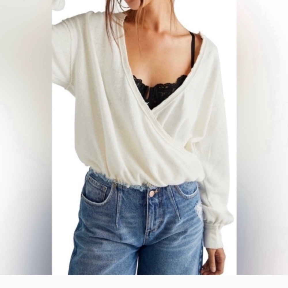 We The Free People Shirt Womens LARGE White Anyways Sup Blouse